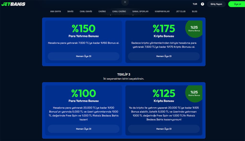 jetbahis üyelik bonusu